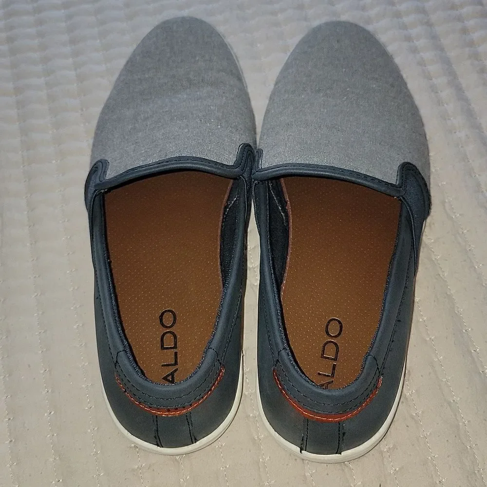 ALDO Men's Gray Denim Look & Navy Casual Slip On Comfort Loafers Size 12